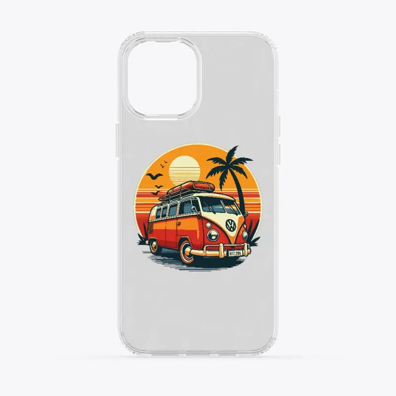 Combi Van and Palm Trees at summer