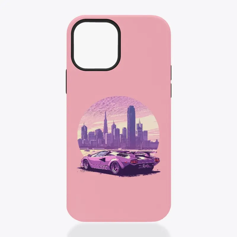 Countach in front of a city skyline