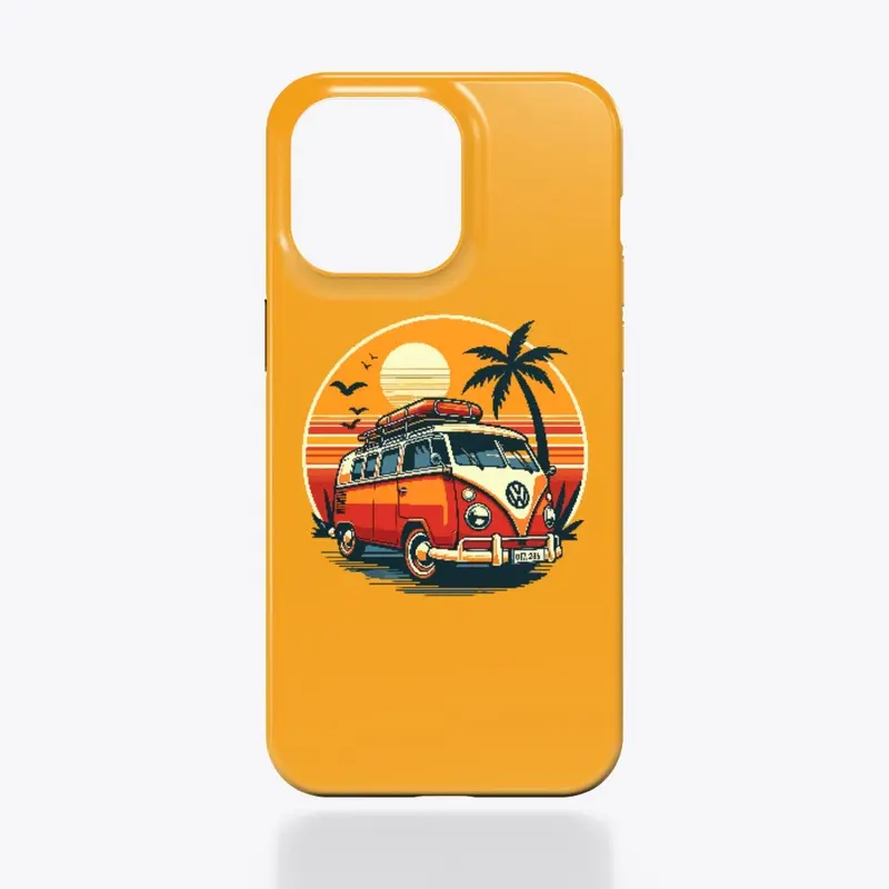 Combi Van and Palm Trees at summer