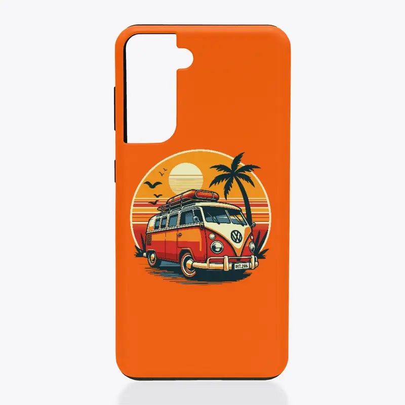 Combi Van and Palm Trees at summer