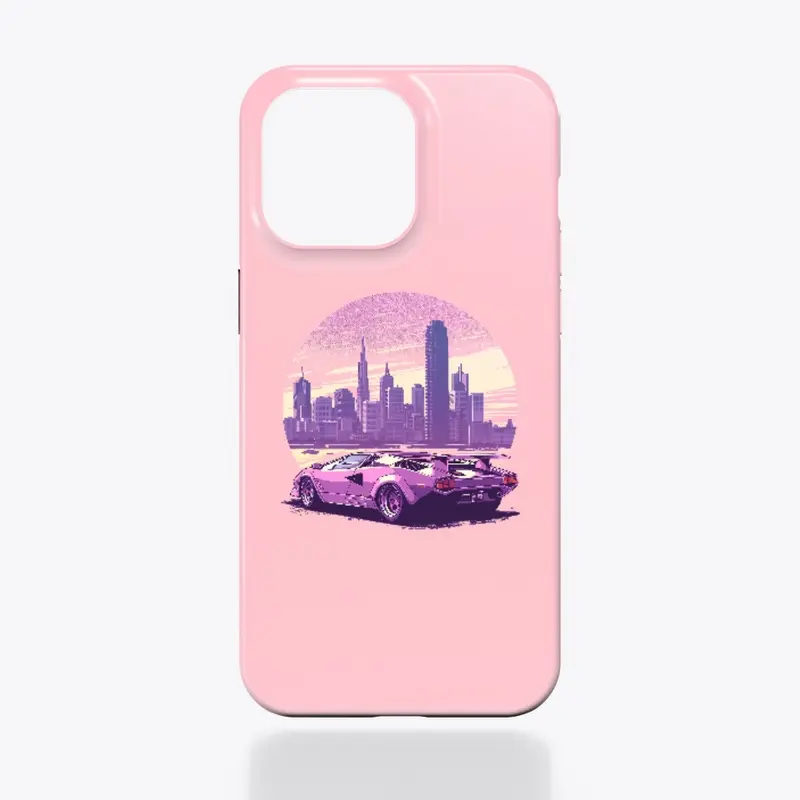 Countach in front of a city skyline