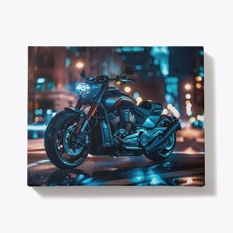 Black motorcycle at night