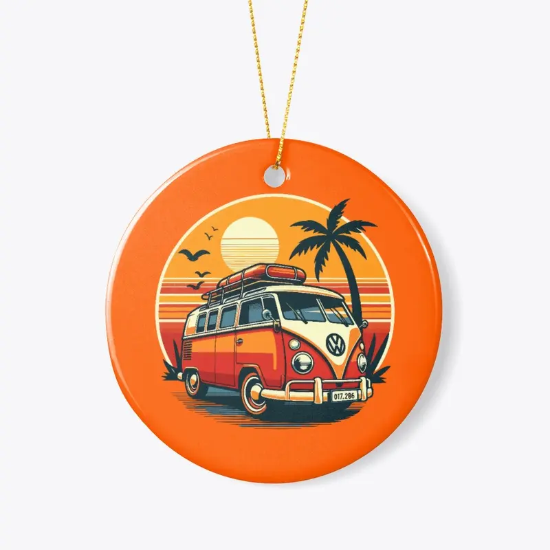 Combi Van and Palm Trees at summer