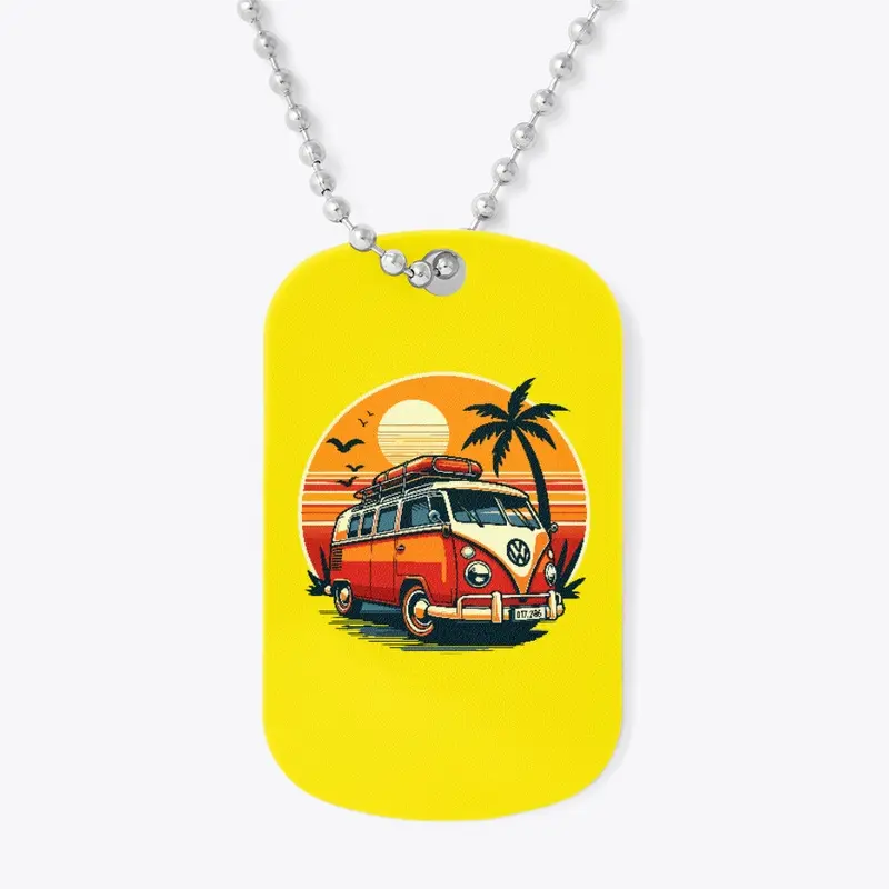 Combi Van and Palm Trees at summer