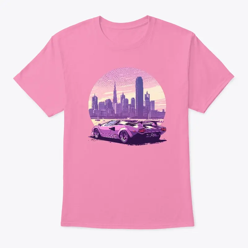 Countach in front of a city skyline