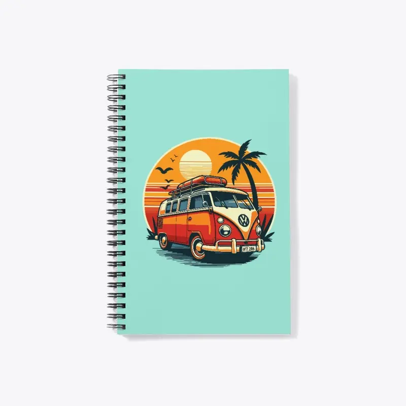 Combi Van and Palm Trees at summer