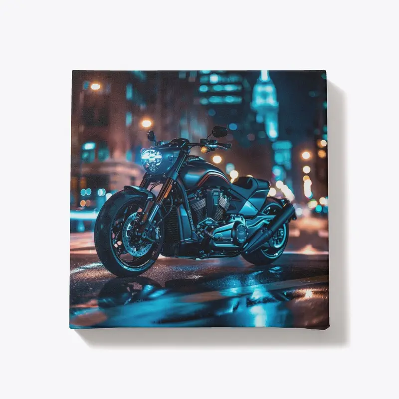 Black motorcycle at night