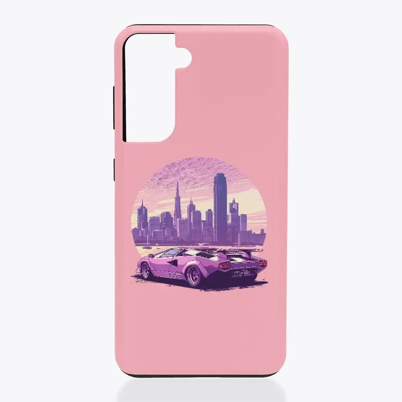 Countach in front of a city skyline