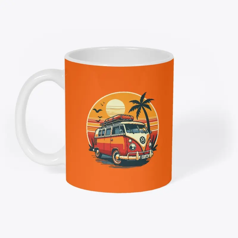 Combi Van and Palm Trees at summer